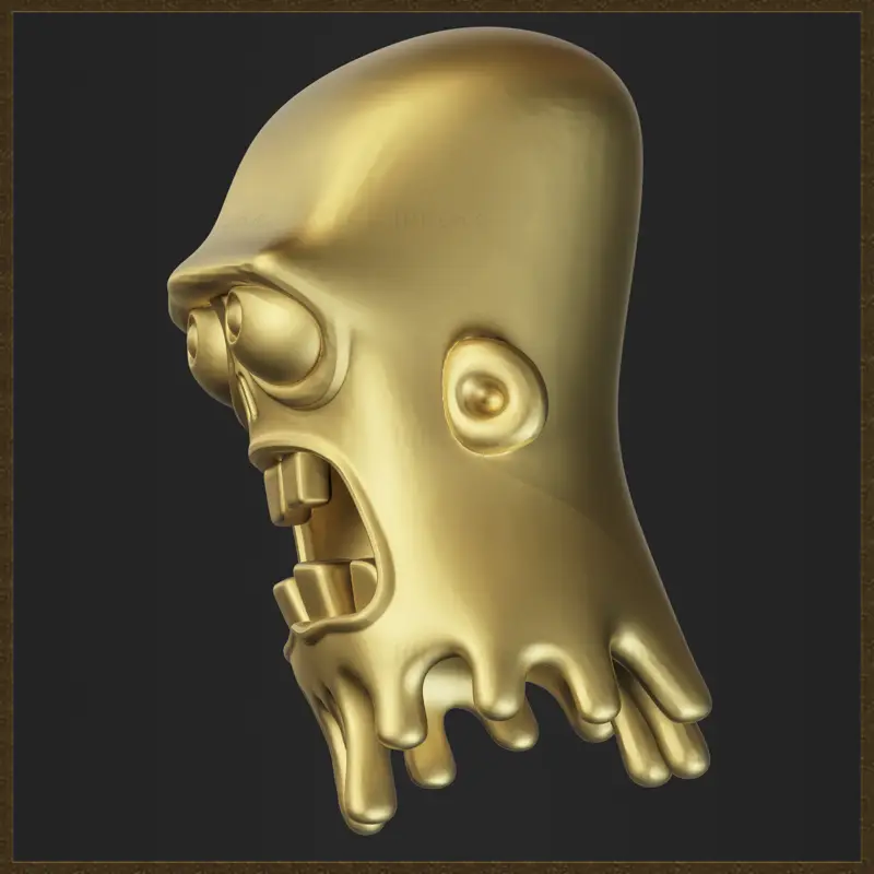 Cartoon Schmelzender Zombiekopf 3D-Druckmodell