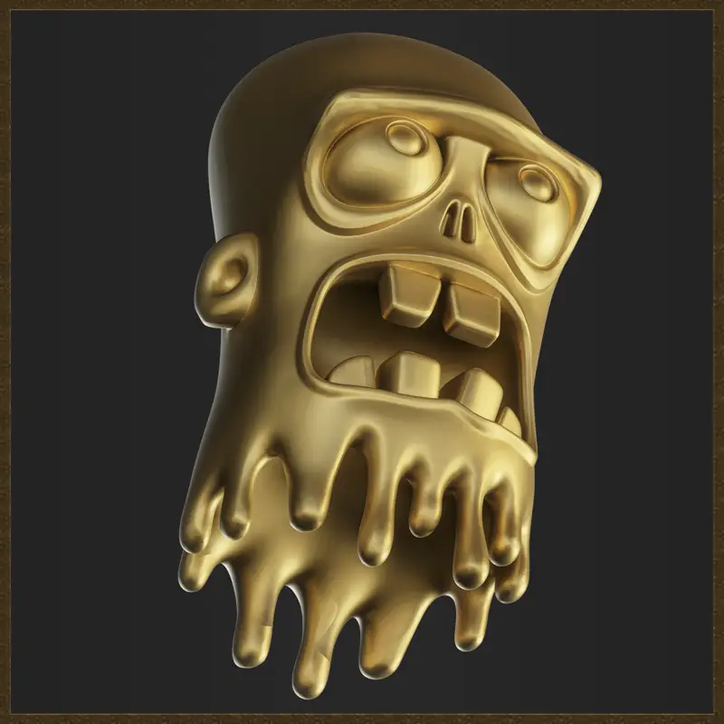 Cartoon Schmelzender Zombiekopf 3D-Druckmodell