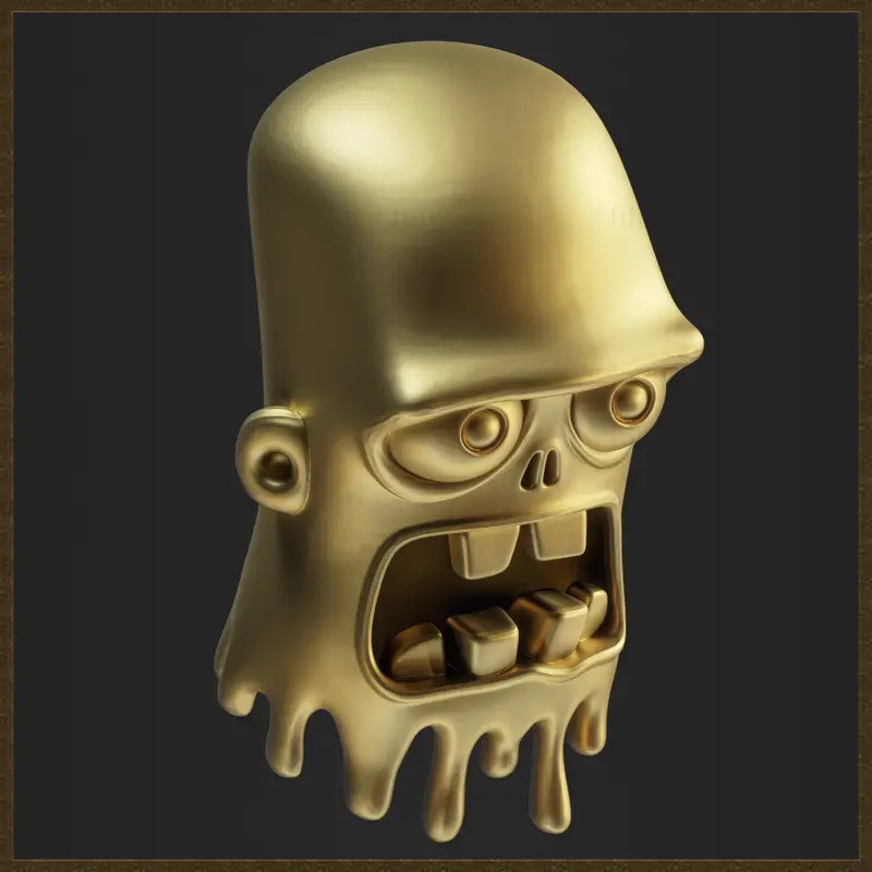 Cartoon Schmelzender Zombiekopf 3D-Druckmodell