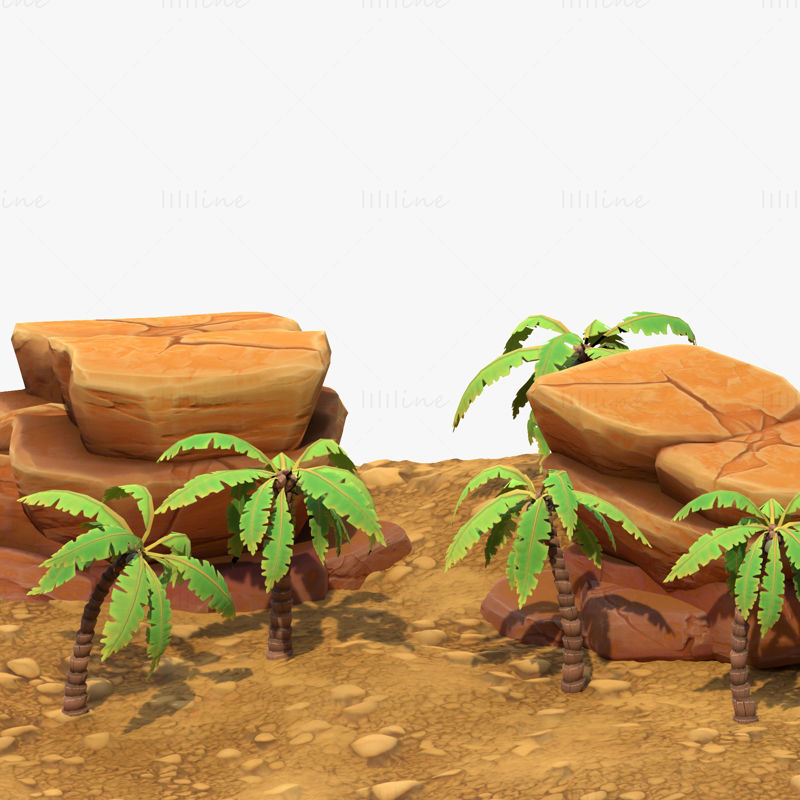 Cartoon palmboom 3D-modelscène