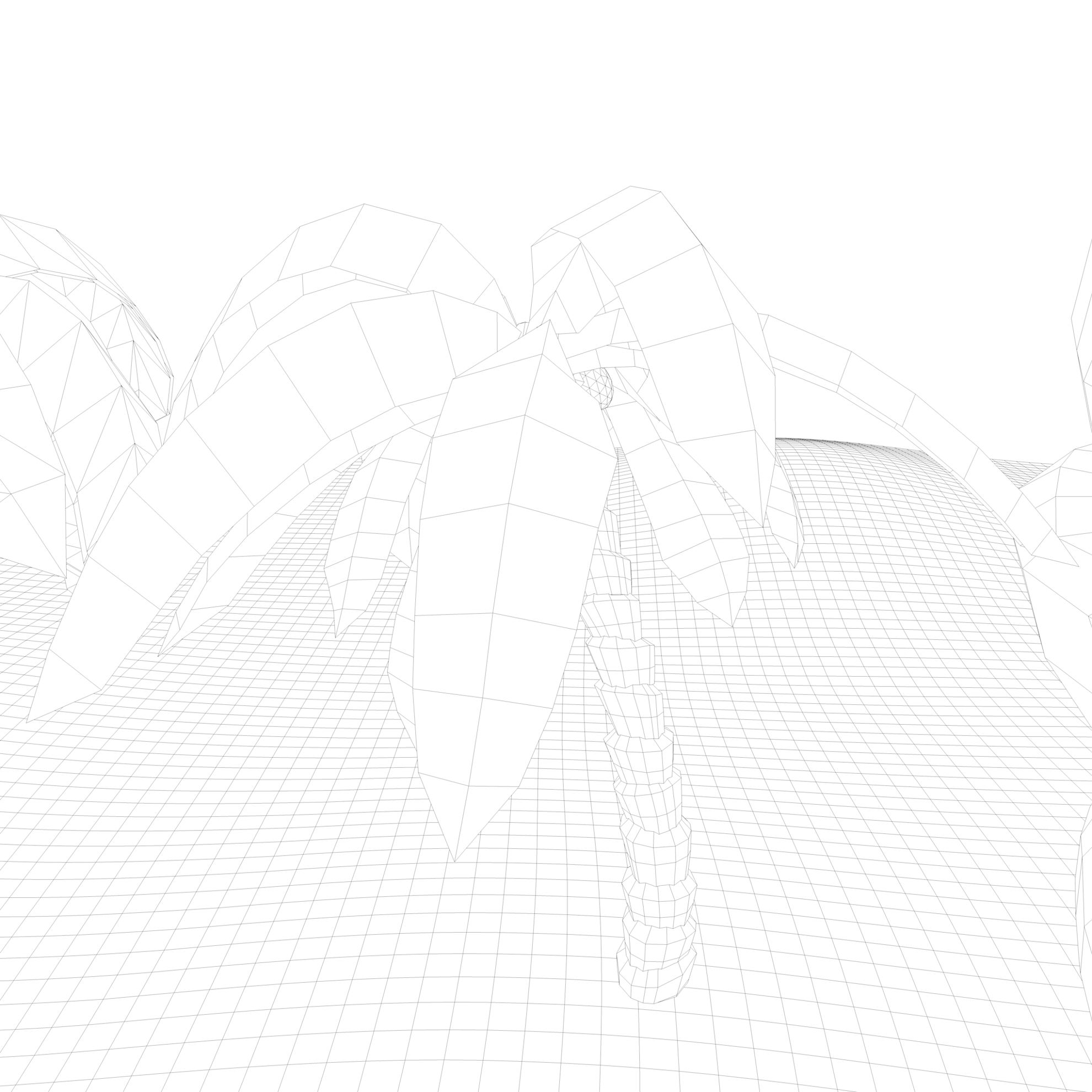 Cartoon palm tree 3d model scene