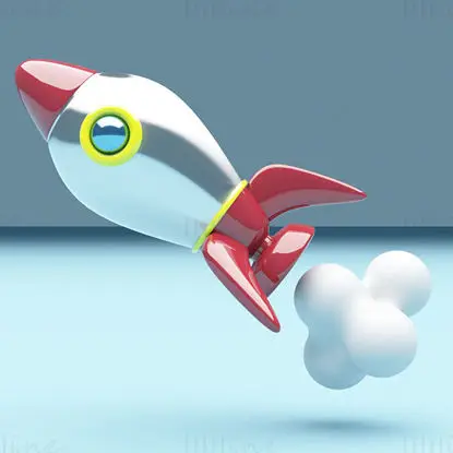 نموذج صاروخ كارتون ثلاثي الأبعاد