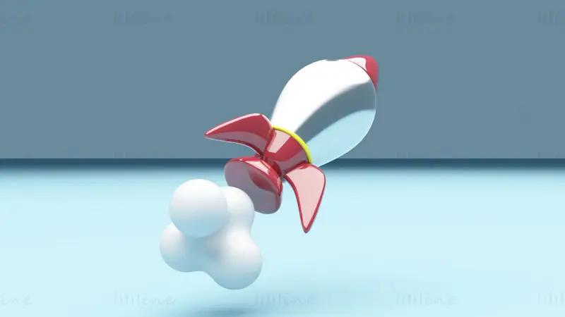 Cartoon Rocket 3D Model