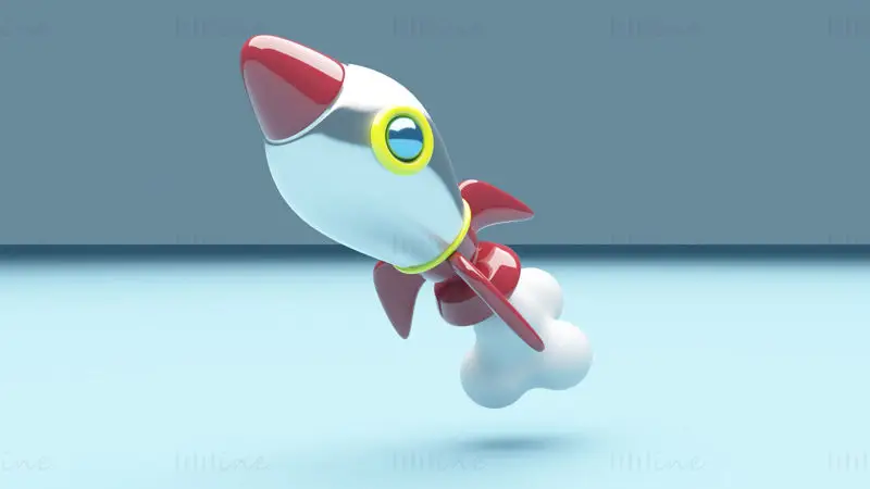 Cohete de dibujos animados modelo 3d