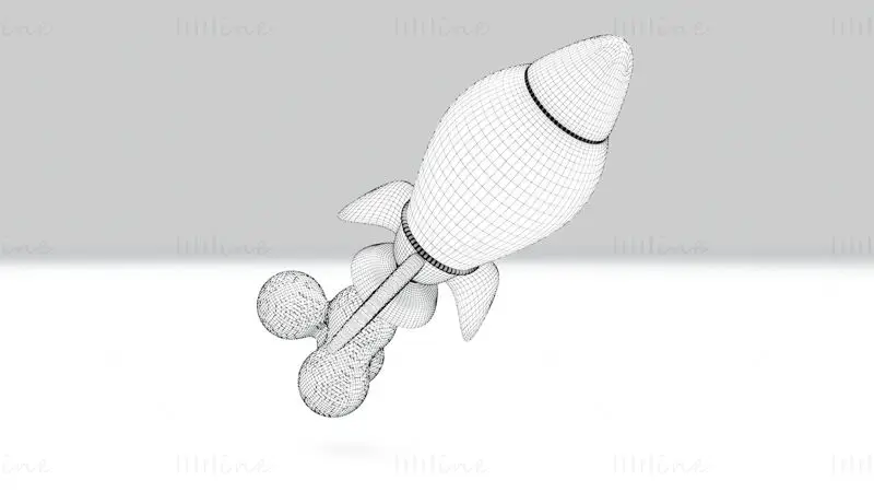 Cohete de dibujos animados modelo 3d