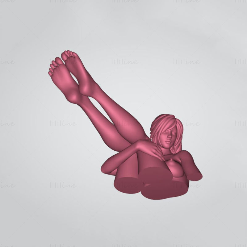 Cartoon Sexy Girl Art Sculpture Model 3D Gata de imprimat