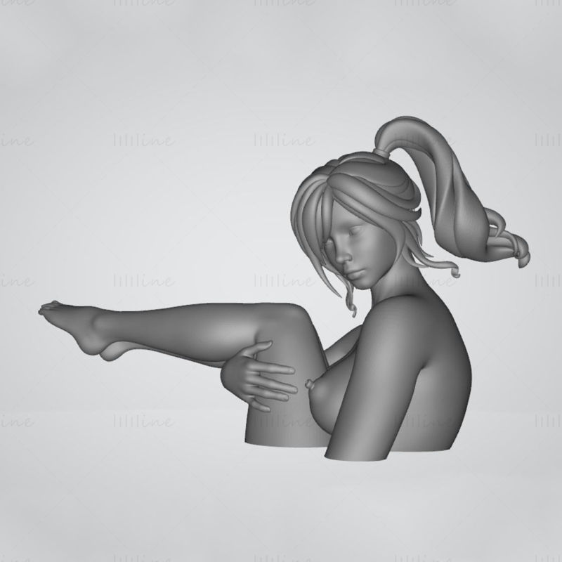 Rajzfilm szexi lány művészeti szobor 3D-s modell nyomtatásra készen