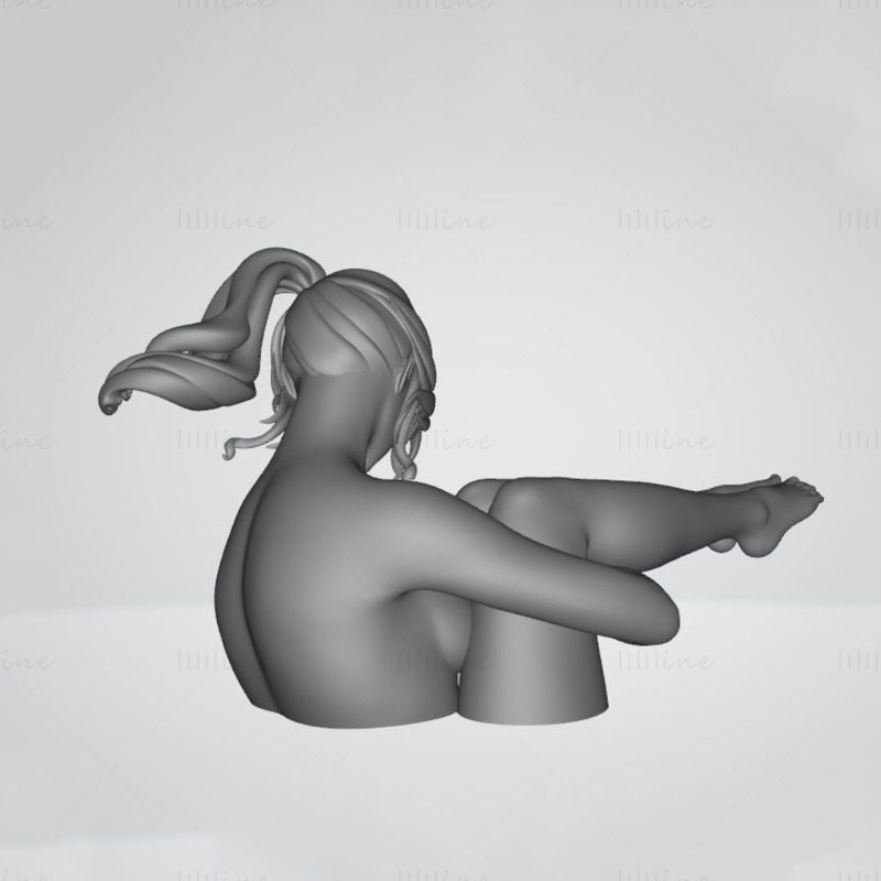 Cartoon Sexy Girl Art Sculpture Model 3D Gata de imprimat