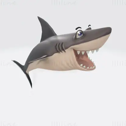 Cartoon Shark 3D Print Model
