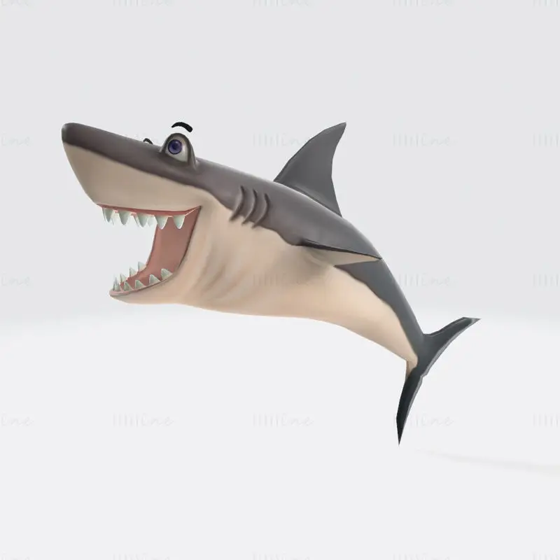 Cartoon Shark 3D Print Model