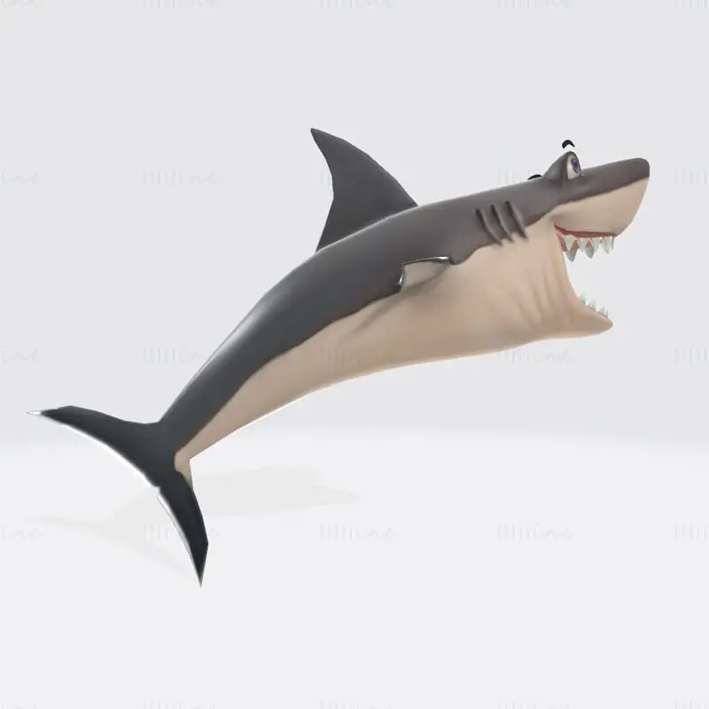 Modelo de impresión 3D de tiburón de dibujos animados