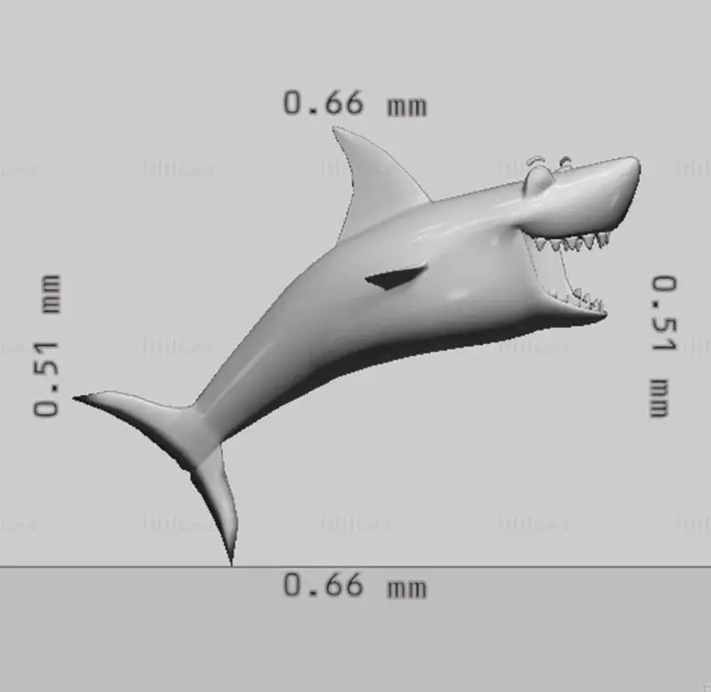Tegneserie Shark 3D-utskriftsmodell
