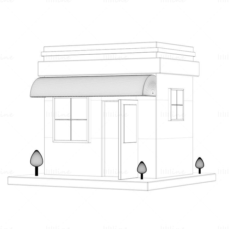 Cartoon store 3d model and png