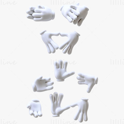 Tegneserie stilisert hånd 3D-modell