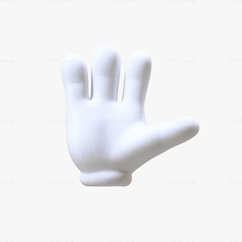 Kreslený stylizovaný 3D model ruky
