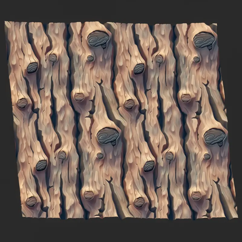 Cartoon Tree Bark Seamless Texture