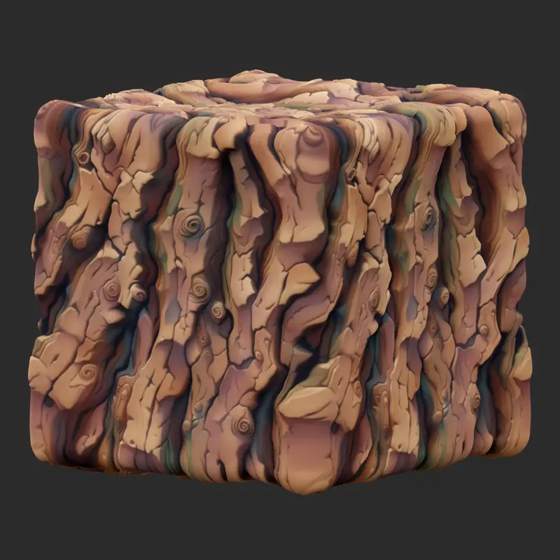 Cartoon Tree Bark Seamless Texture Material