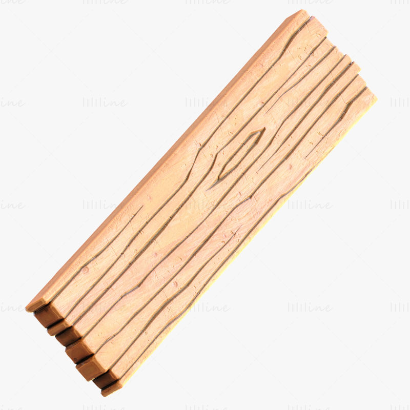 Cartoon Wood Planks 3D Model