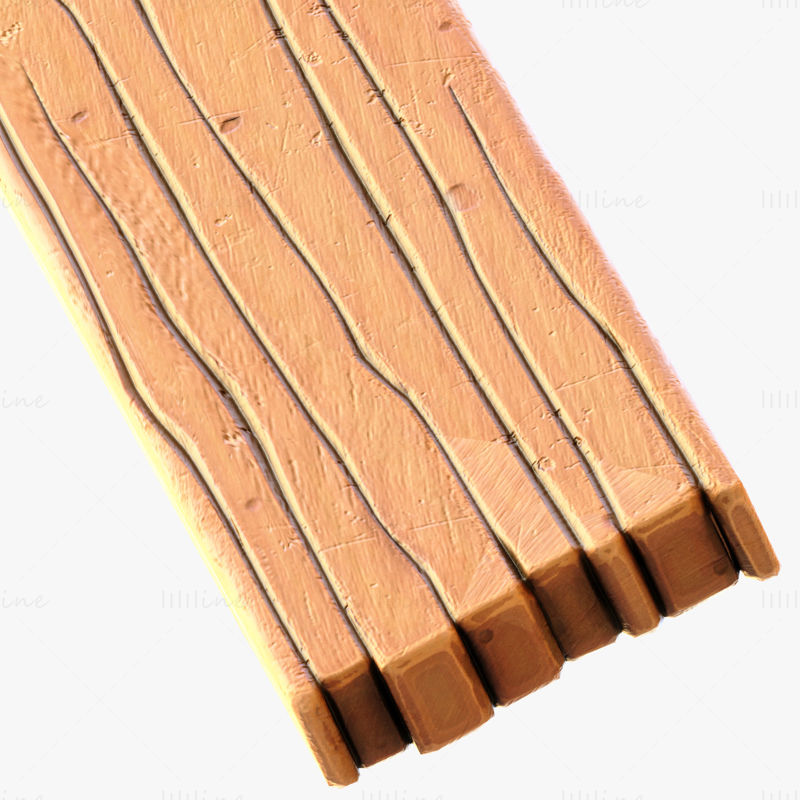 Cartoon Wood Planks 3D Model