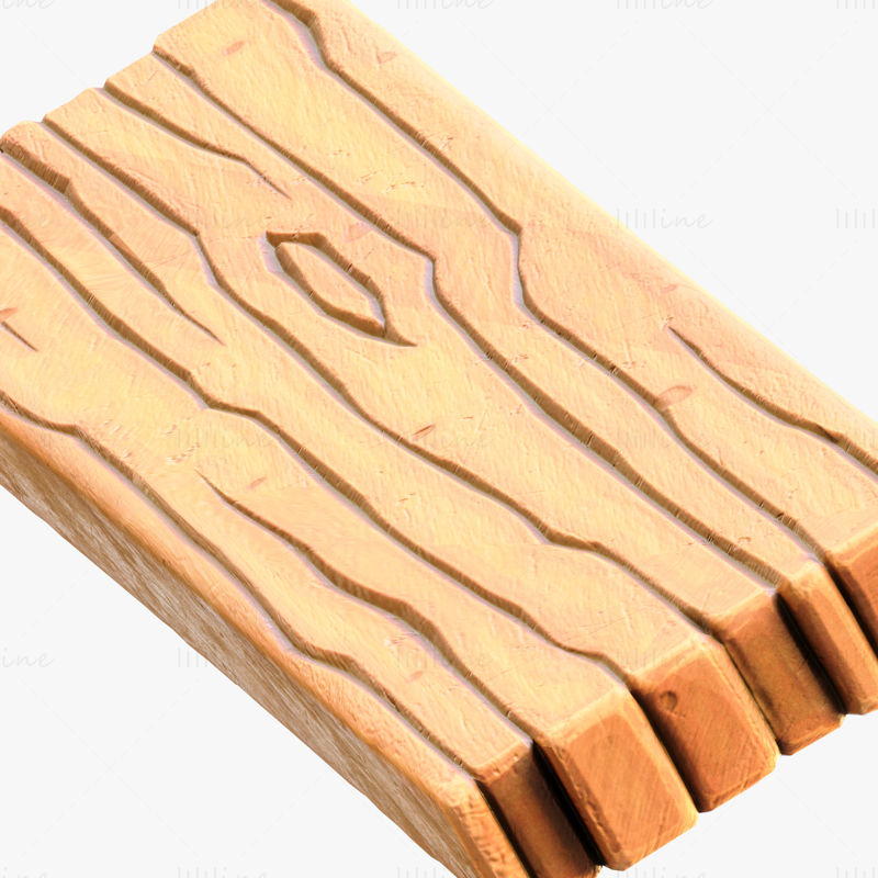 Cartoon Wood Planks 3D Model