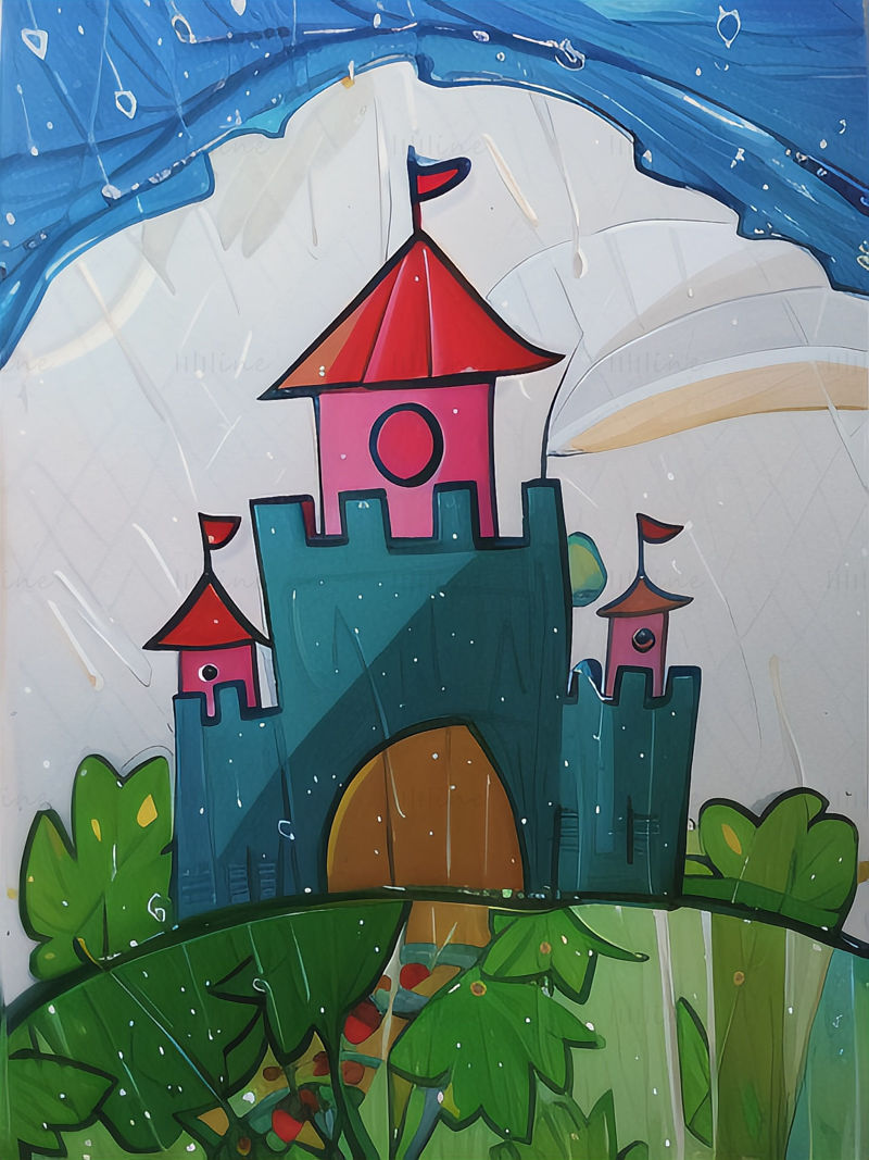 Castle illustration Series 05 rain