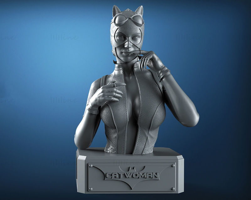 المرأة القطة تمثال نصفي 3D نموذج الطباعة STL