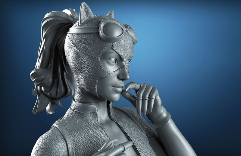 المرأة القطة تمثال نصفي 3D نموذج الطباعة STL