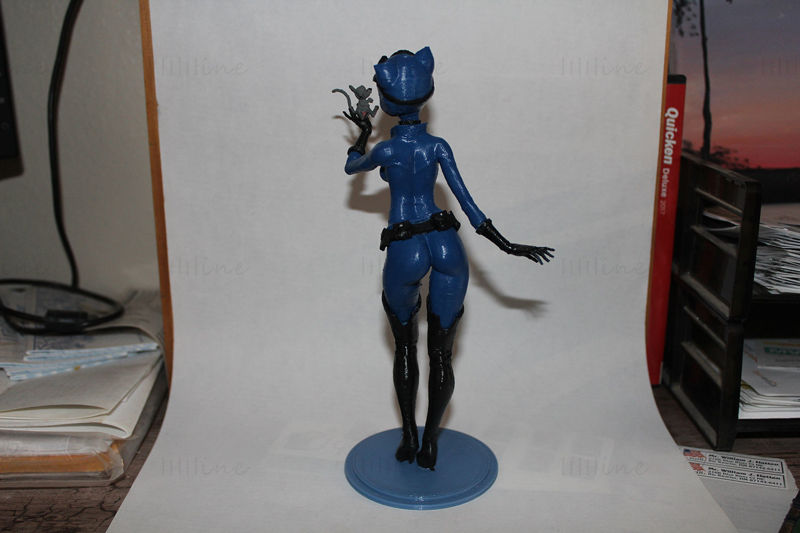 Kedi Kadın Karikatür 3D Baskı Modeli STL