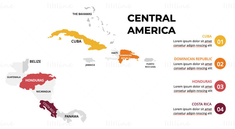Central America infographics Map editable PPT & Keynote