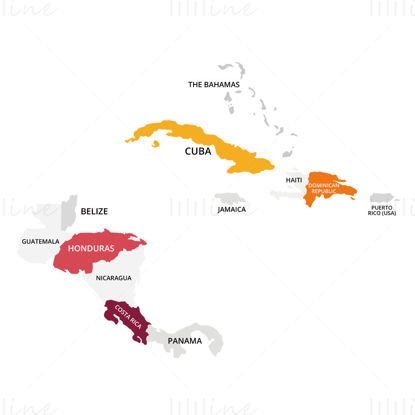 Mellom-Amerika kartvektor