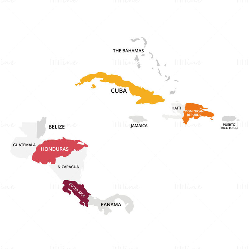 中央アメリカ地図ベクトル