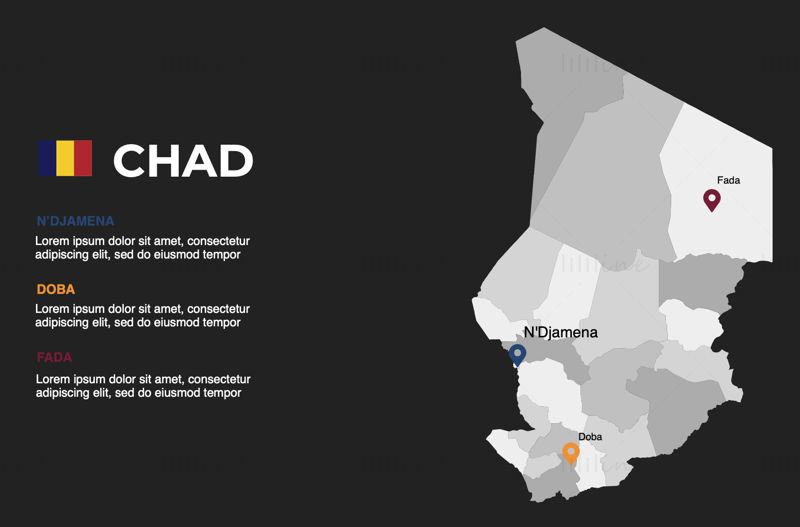 Chad Infographics Map editable PPT & Keynote