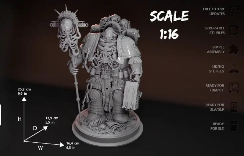 Chaplain Figuries 3D Print Model STL