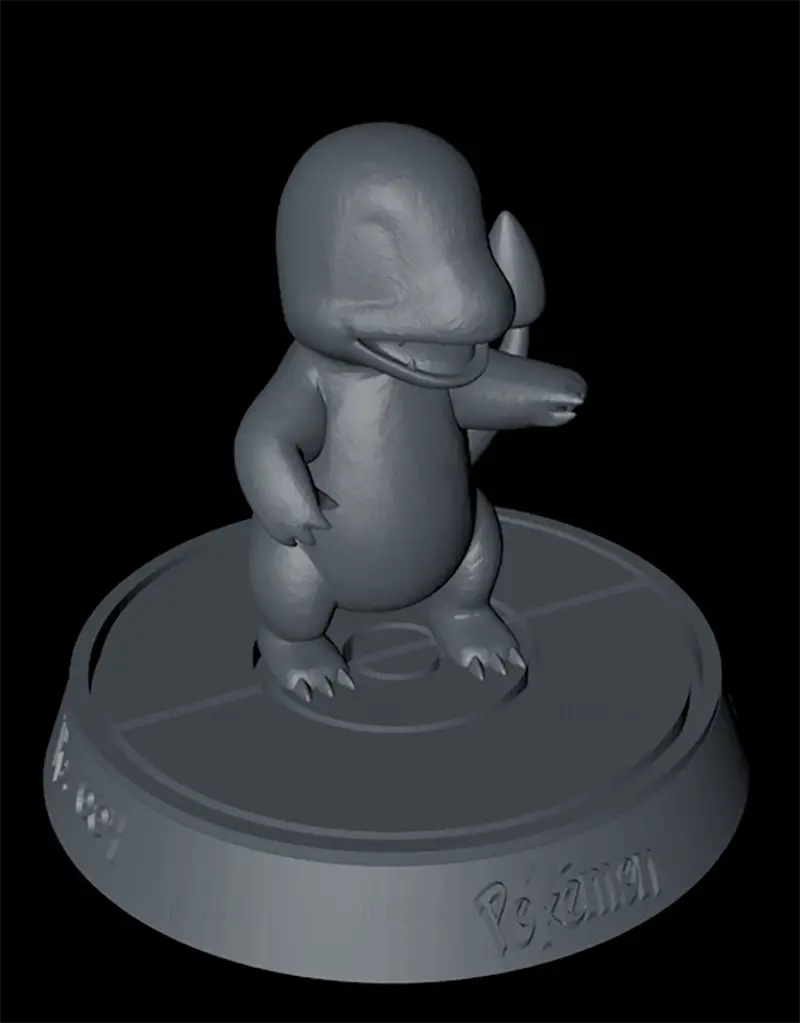 ملفات STL لنموذج طباعة ثلاثي الأبعاد لـ Charmander على القاعدة