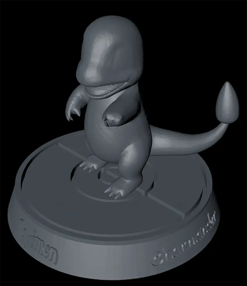 ملفات STL لنموذج طباعة ثلاثي الأبعاد لـ Charmander على القاعدة
