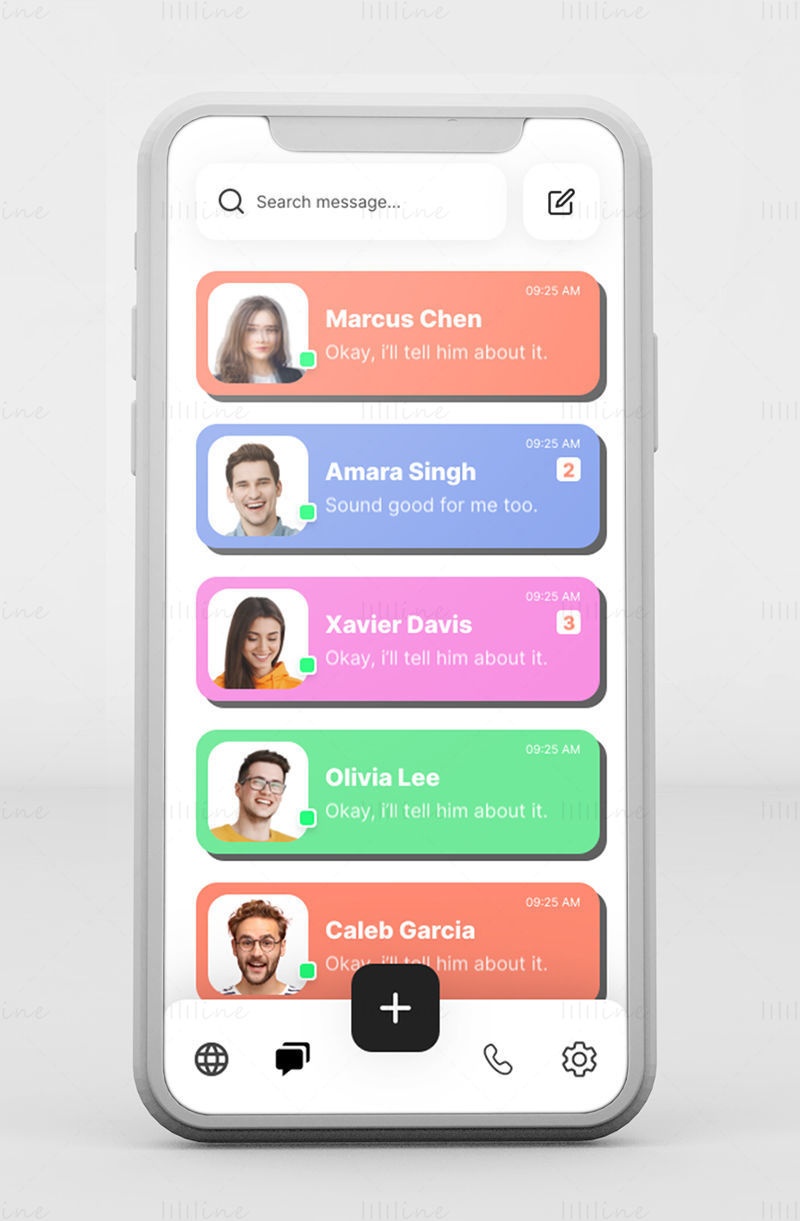 Chatting App design in new trends UI Template