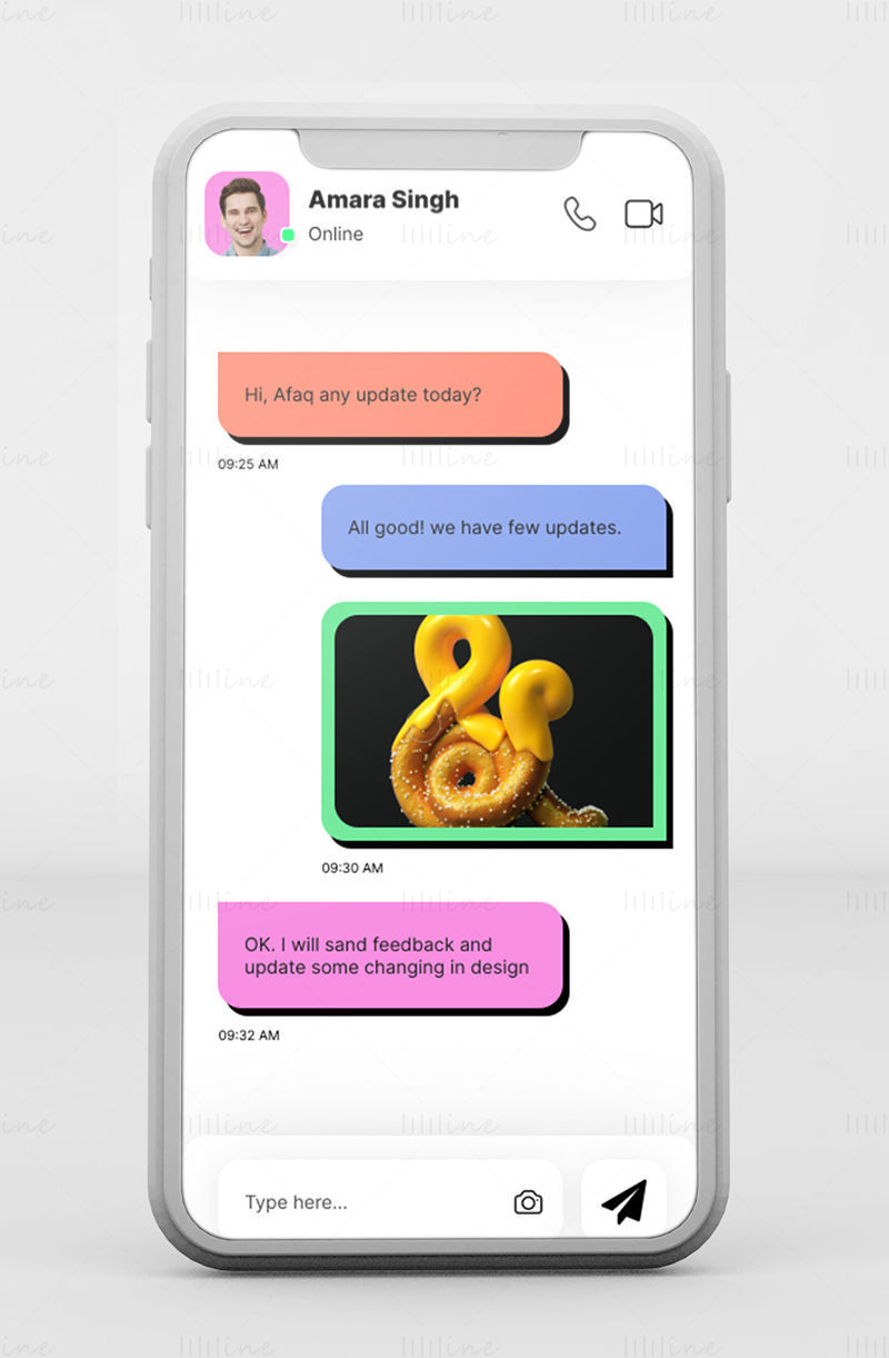 Chatting App design in new trends UI Template