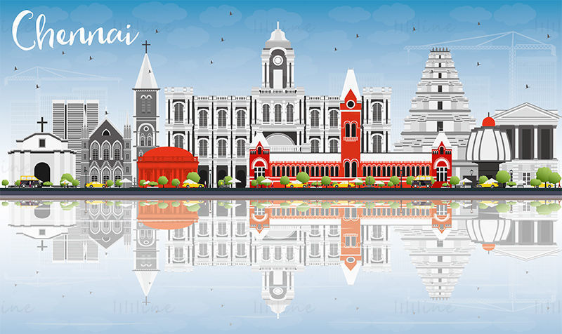 Chennai Hindistan manzarası vektör çizim