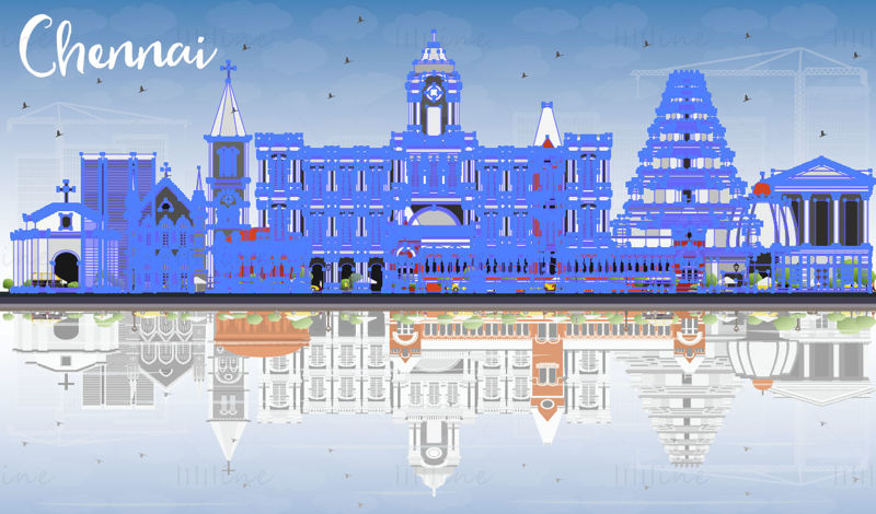 Chennai India Skyline vector illustration