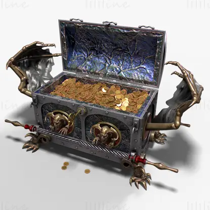 Vampir-Schatztruhe mit Münzen 3D-Modell