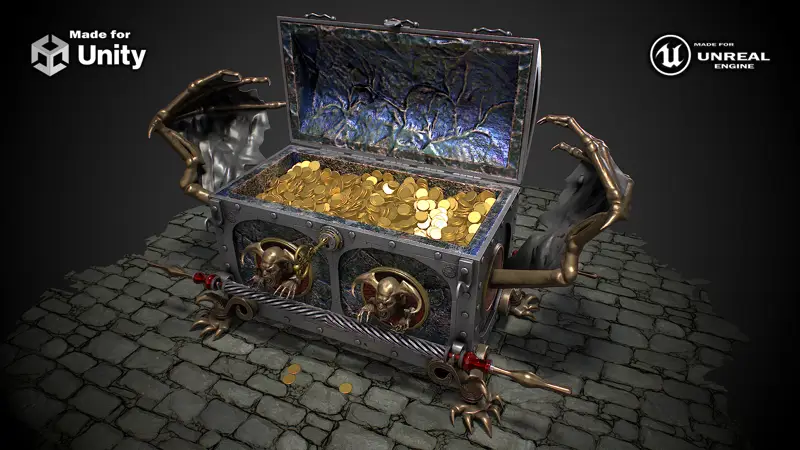 Chest vampire with coins 3D model