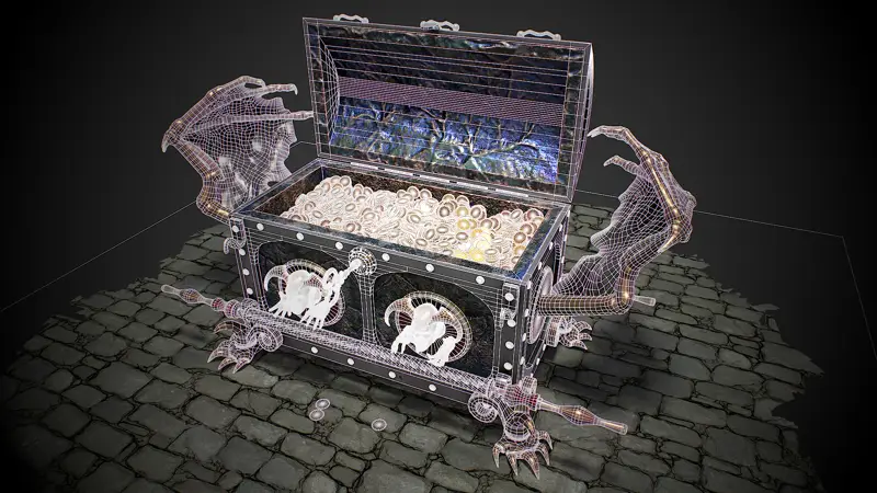 Chest vampire with coins 3D model