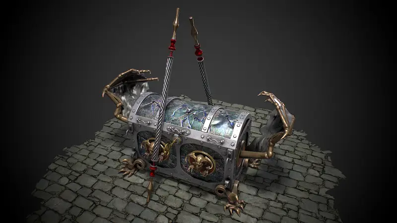 Chest vampire with coins 3D model