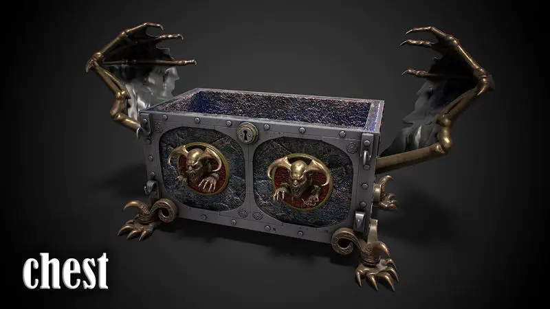 3Д модел вампирског сандука са новчићима