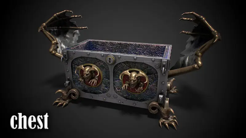 Chest vampire with coins 3D model