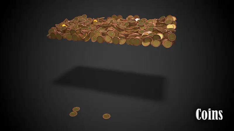 3D model hrudníku upíra s mincemi