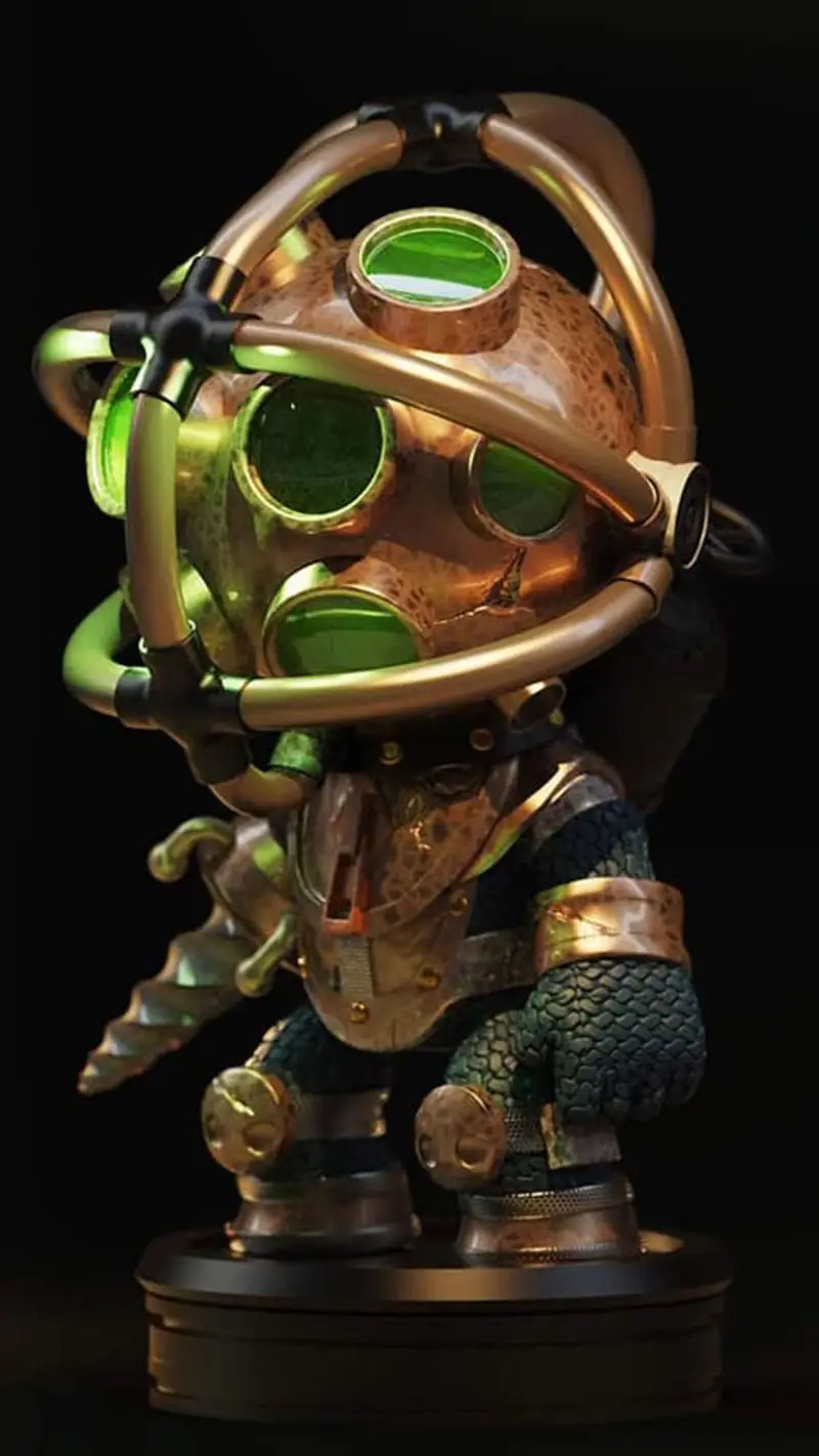 Chibi Big Daddy 3D tiskový model STL soubory - Miniatura inspirovaná hrou BioShock