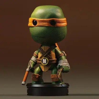 ちびミケランジェロ ティーンエイジ・ミュータント・ニンジャ・タートル 3Dプリントモデル STL形式