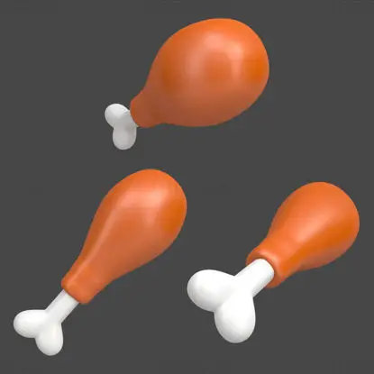 Chicken leg 3d icon