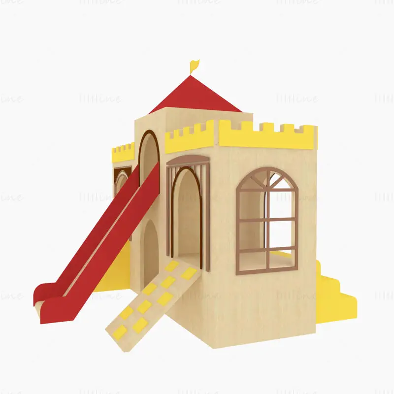 Modello 3D dello scivolo del castello per bambini